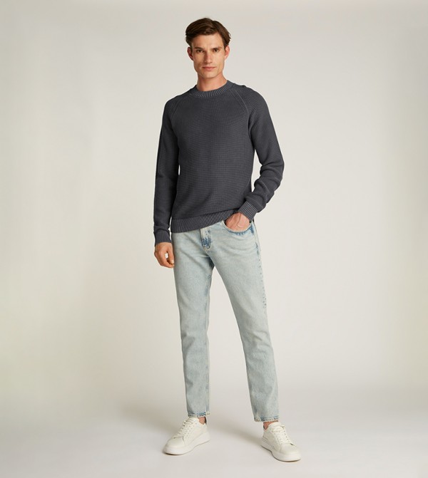 كالفين كلاين  ملابس - رمادي Round Neck Sweaters