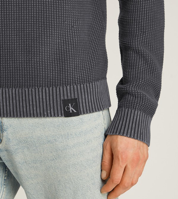 كالفين كلاين  ملابس - رمادي Round Neck Sweaters