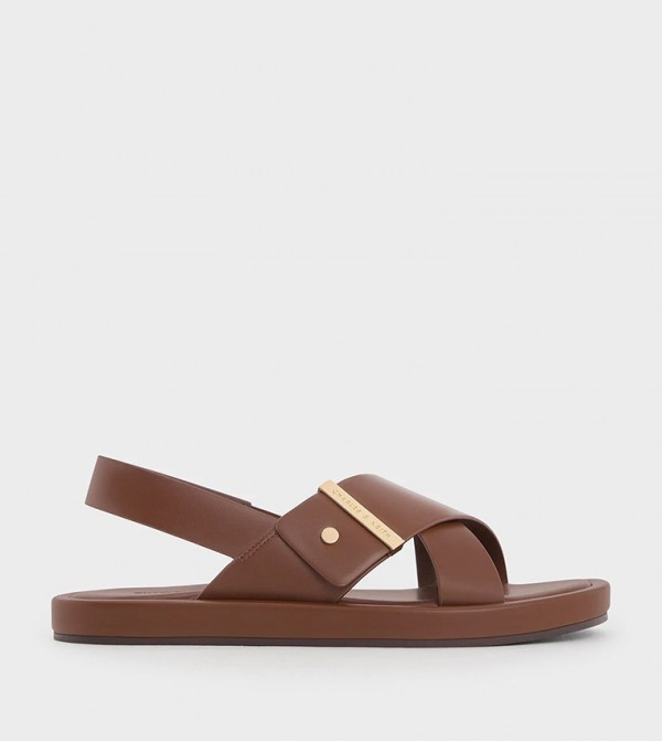 Charles & Keith  Flat Sandals - Brown Flat Sandals