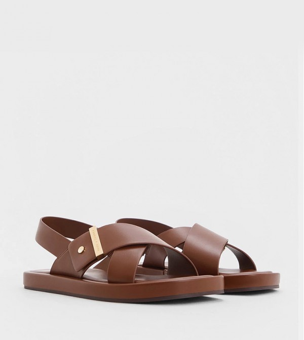 Charles & Keith  Flat Sandals - Brown Flat Sandals