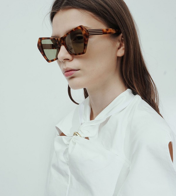 Charles & Keith Animal Print - Brown Retro Sunglasses
