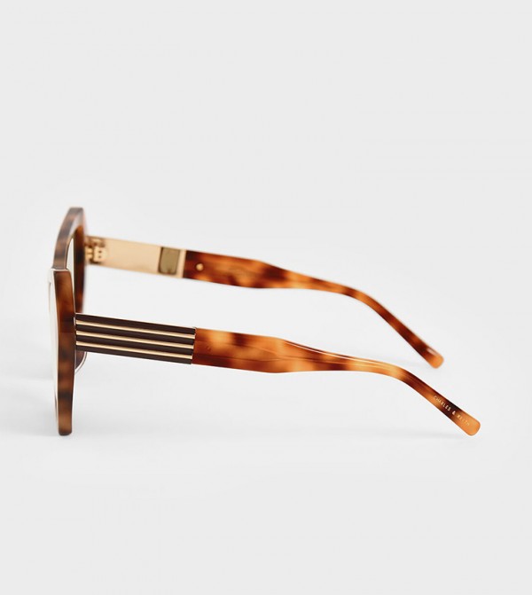 Charles & Keith Animal Print - Brown Retro Sunglasses