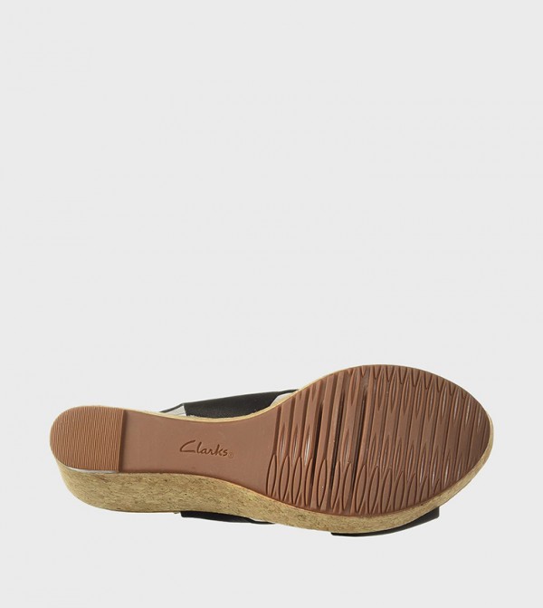 Clarks  - Black Wedge Sandals