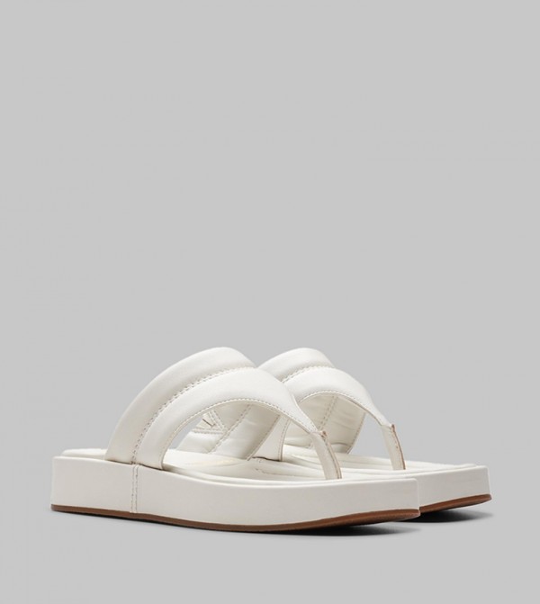Clarks  Flat Sandals - White Flat Sandals