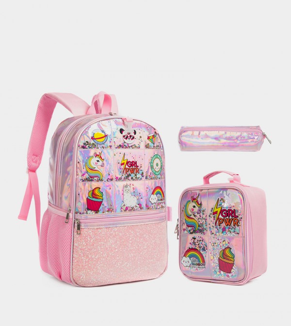 Eazy Kids Back to School - Pink Backpack Set