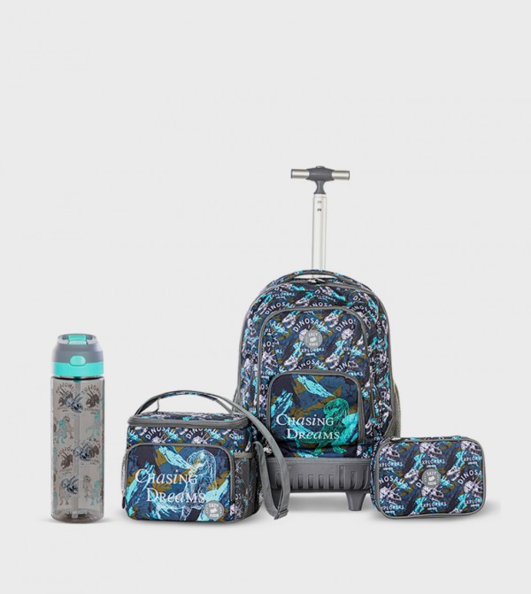 Eazy Kids  School Bags - Grey Trolley Backpack Set