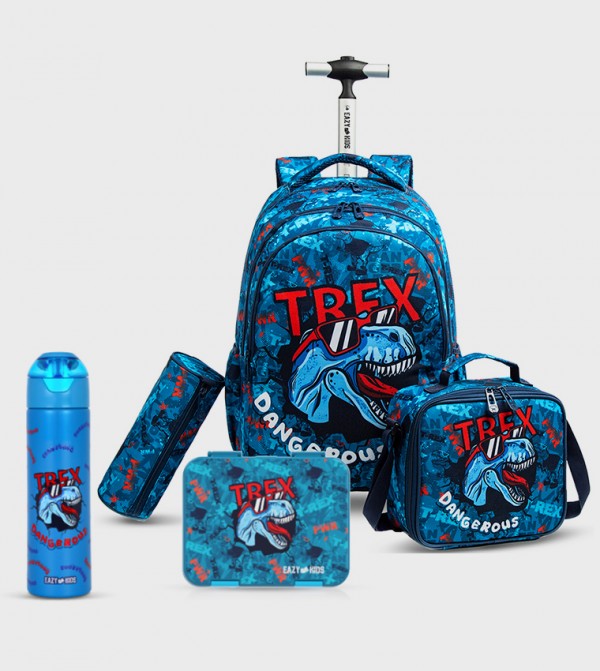 Eazy Kids  Trolley Backpack Set - Blue Trolley Backpack Set