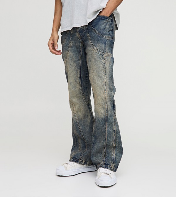 boohooMAN  Clothing - Blue Relaxed Jeans