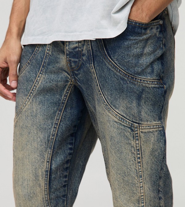 boohooMAN  Clothing - Blue Relaxed Jeans