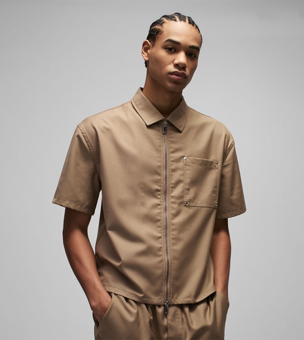 boohooMAN  Shirts - Brown Short Sleeves