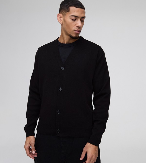 boohooMAN  varsity - Black Cardigans