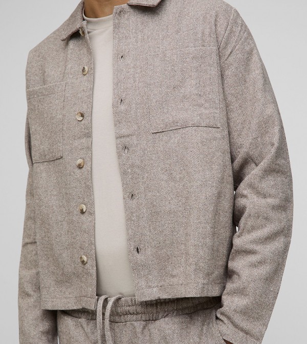 boohooMAN  Shirts - Beige Long Sleeves