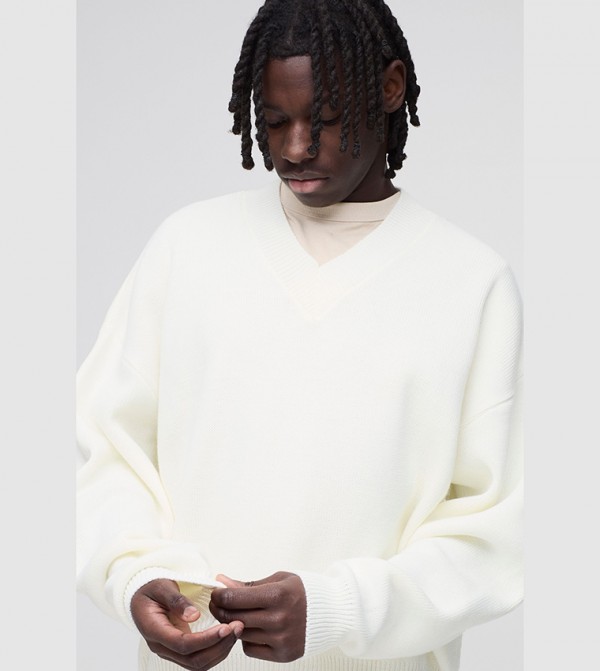 boohooMAN  uni-b - Ecru Sweaters