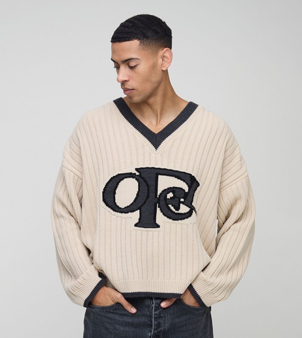 boohooMAN  uni-b - Ecru Sweaters