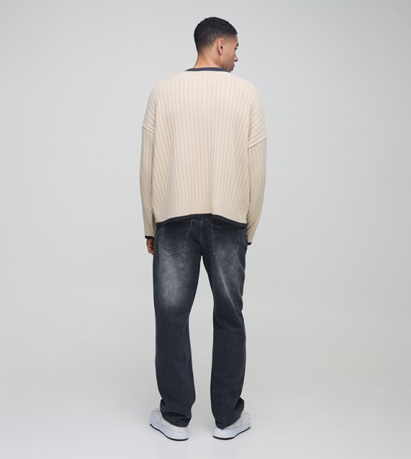 boohooMAN  uni-b - Ecru Sweaters