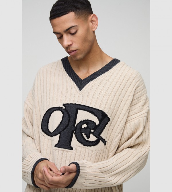 boohooMAN  uni-b - Ecru Sweaters