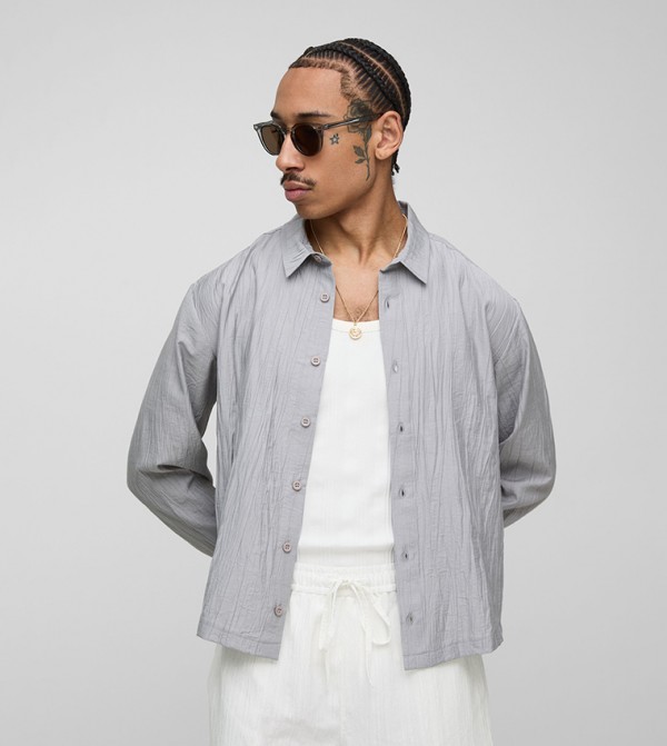 بوهو مان  قمصان - رمادي قميص كاجوال 