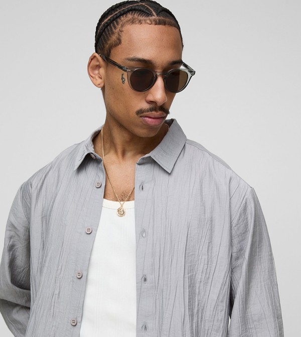 بوهو مان  قمصان - رمادي قميص كاجوال 