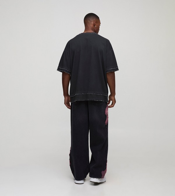 boohooMAN  - Black Relaxed Jeans