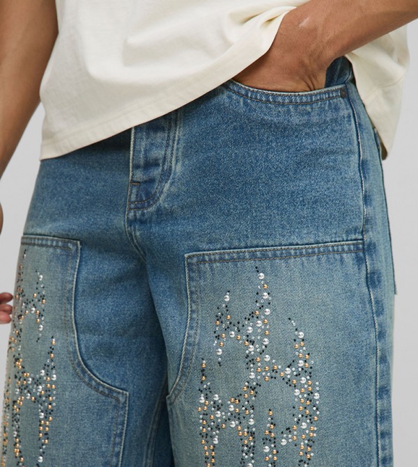 بوهو مان  شورتات - أزرق فاتح Denim shorts