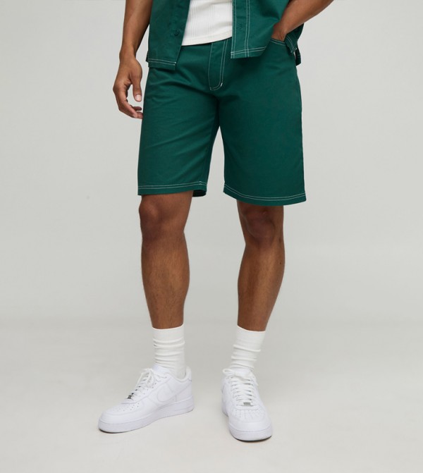 boohooMAN  Shorts - Green Casual Shorts