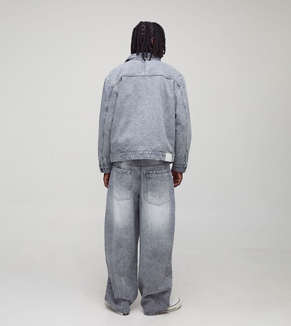 boohooMAN  Jeans - Grey Relaxed Jeans