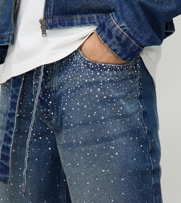 boohooMAN  - Blue Relaxed Jeans