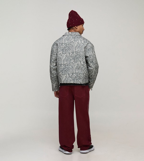 boohooMAN  Jeans - Burgundy Relaxed Jeans