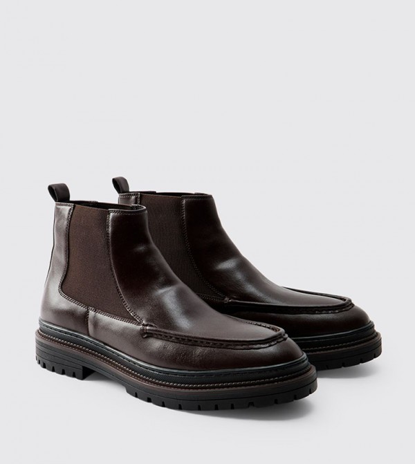 boohooMAN  Boots - Tan Chelsea Boots