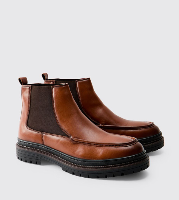 بوهو مان أبوات - بني Chelsea Boots