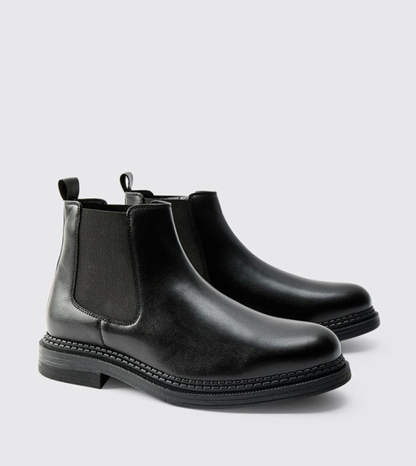 boohooMAN  Boots - Black Chelsea Boots