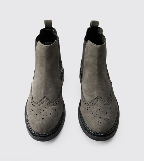 boohooMAN Boots - Charcoal Chelsea Boots