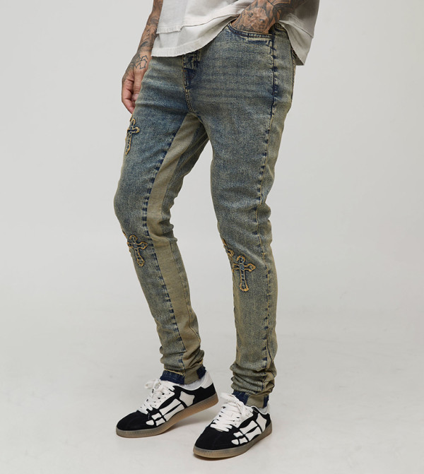 بوهو مان  بناطيل جينز - أزرق جينز ضيق 