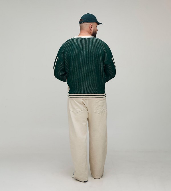 boohooMAN  - Green V-neck Sweaters
