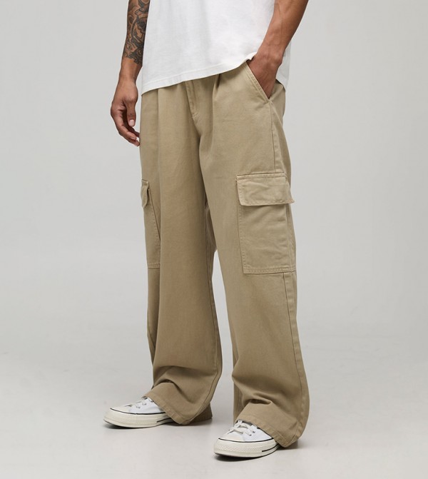 boohooMAN Cargos - Taupe Cargos