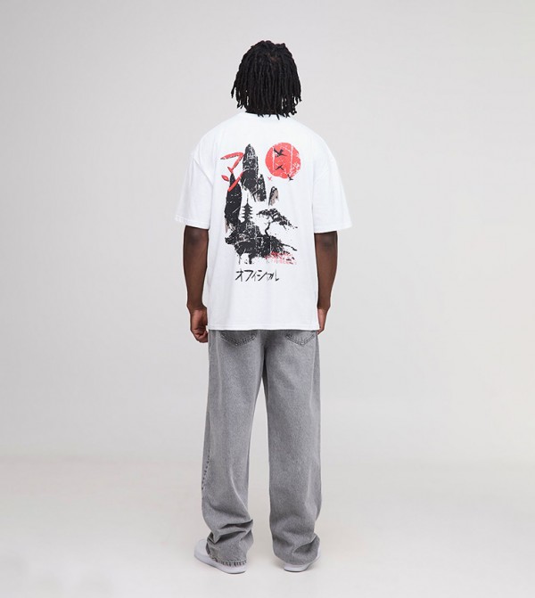 بوهو مان  - أبيض  Round Neck T-Shirts