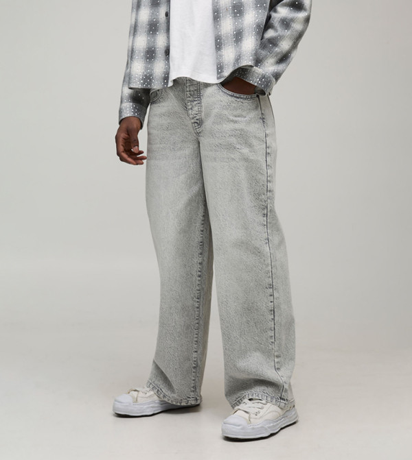 boohooMAN Jeans - Grey Relaxed Jeans