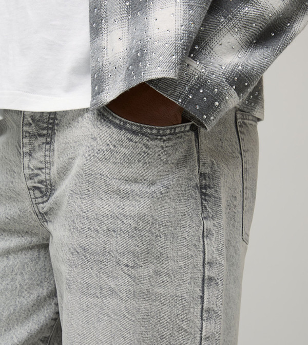 boohooMAN Jeans - Grey Relaxed Jeans