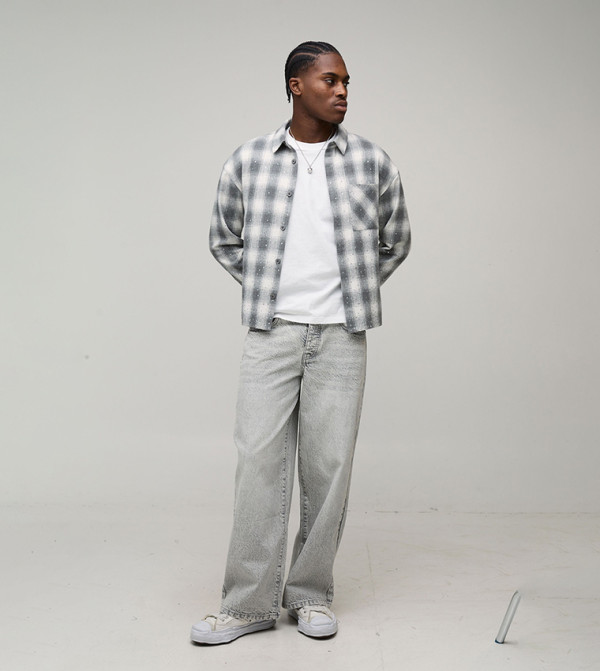 boohooMAN Jeans - Grey Relaxed Jeans