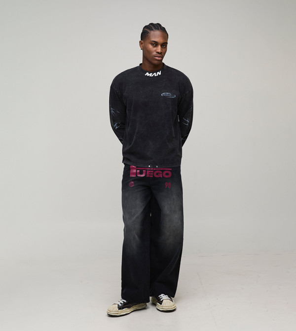 boohooMAN  Jeans - Black Relaxed Jeans