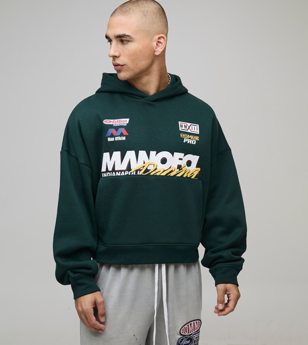 boohooMAN  Clothing - Green Hoodies