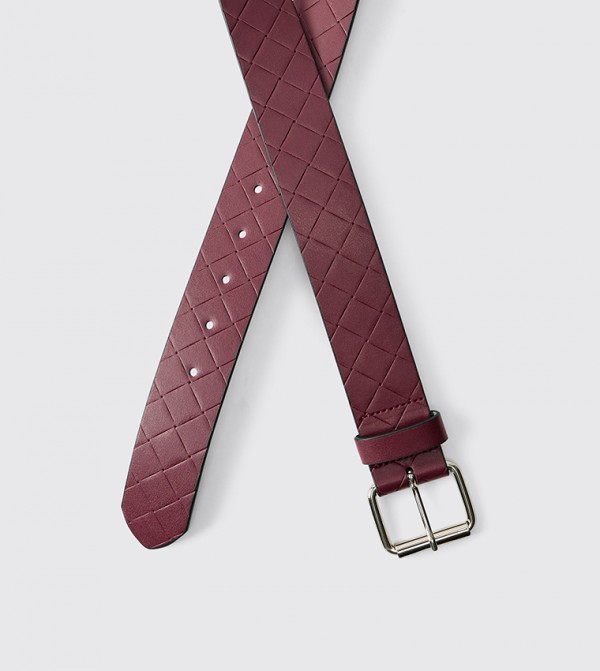 boohooMAN Accessories - Burgundy Non Leather Belts