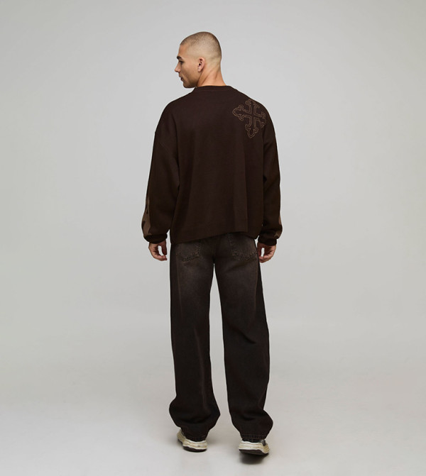 boohooMAN Men - Brown Round Neck Sweaters