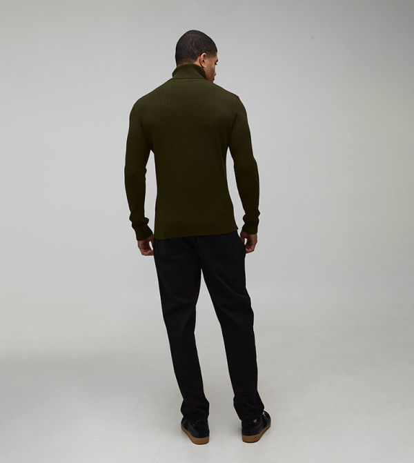 بوهو مان  سترات بياقة السلحفاة  - أخضر Turtle neck Sweaters