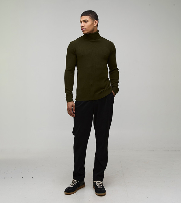 بوهو مان  سترات بياقة السلحفاة  - أخضر Turtle neck Sweaters