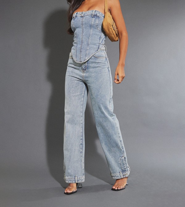 PrettyLittleThing Straight Jeans - Blue Straight Jeans