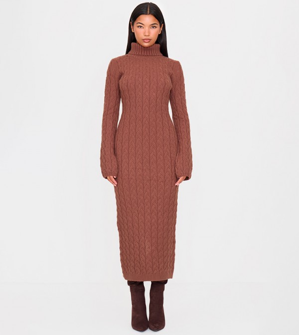 PrettyLittleThing  Dresses - Brown Casual Dresses