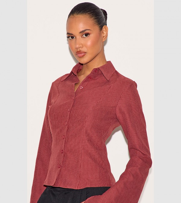PrettyLittleThing  Shirts - Burgundy Shirts