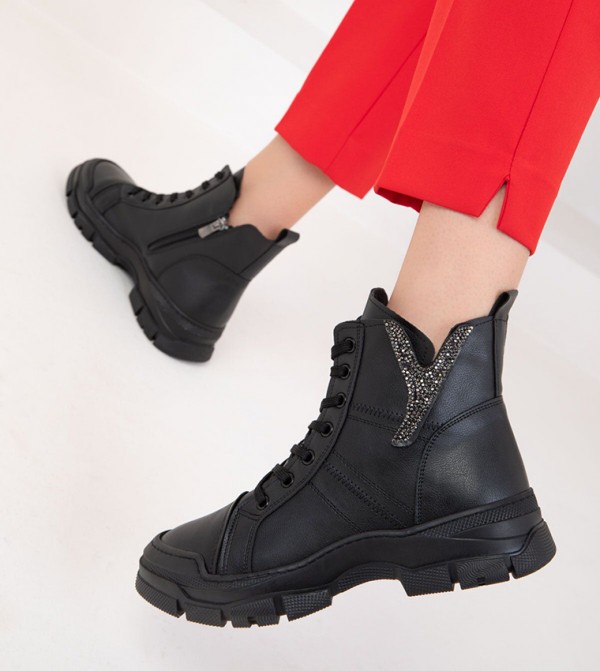 سوهو - أوتليت  - أسود Ankle length Boots