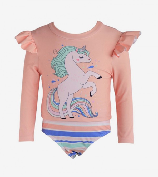 Ddaniela  Swim Wear - Pink V Cut Swimsuit